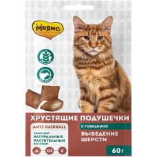 Мнямс Лакомство для кошек хрустящие подушечки, говядина