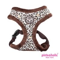 PINKAHOLIC Шлейка для собак утепленная "Leo Pug", коричневая