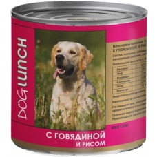 Dog Lunch консервы для собак Говядина с рисом в желе