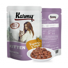 Karmy Kitten влажный корм для котят, беременных и кормящих кошек, Курица в соусе 80 г